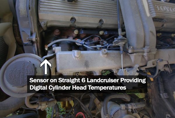 Engine gaurd sensor shown on 6 cylinder landcruiser motor providing digital cylinder head temperatures